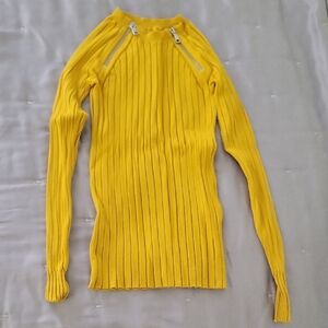 I.N.C. Yellow Ribbed Women's XS Long Sleeve Top